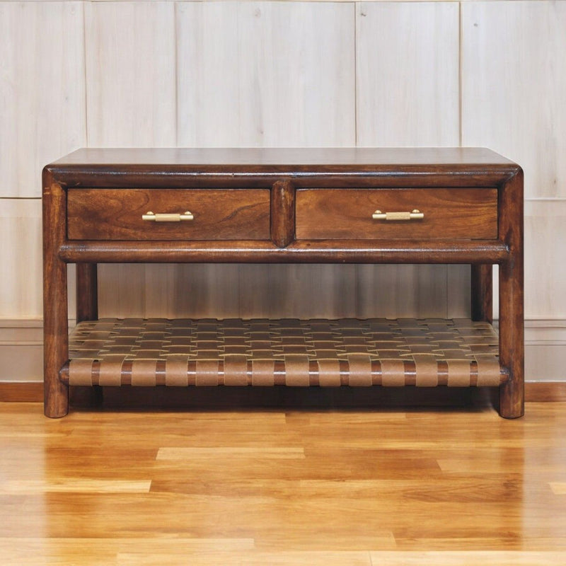 Regency - Woven Console Table With 2 Drawers - Brown - R&R Furniture Gallery (Fountain Valley, CA)