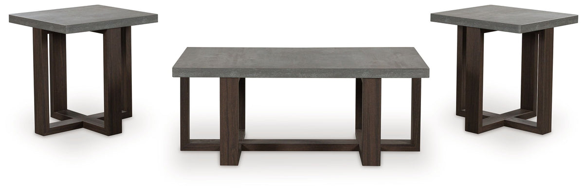 Dynnford - Occasional Table Set (Set of 3) - Gray / Brown - R&R Furniture Gallery (Fountain Valley, CA)