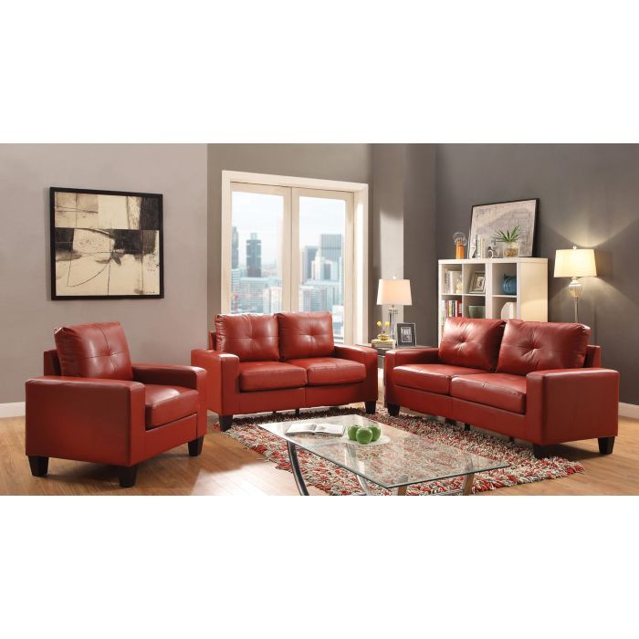 Glory Furniture Newbury track arm loveseat in cozy living room with plush cushions and neutral fabric upholstery.