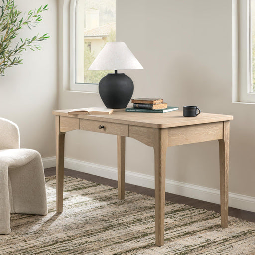 Classic Home Allysyn coastal drift writing desk with a sleek wooden surface and modern design, ideal for home or office use.