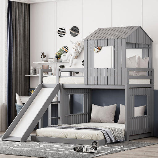 Loft Bunk Bed With Playhouse, Farmhouse, Ladder, Slide And Guardrails - R&R Furniture Gallery (Fountain Valley, CA)