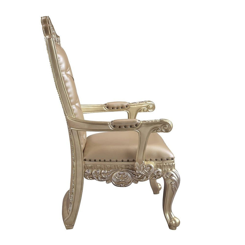 Vatican - Arm Chair (Set of 2) - Synthetic Leather & Champagne Silver - R&R Furniture Gallery (Fountain Valley, CA)