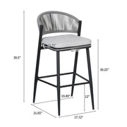 Outdoor Bar Height Metal Frame Counter Stools With Scallop Shaped Backrest & Water Resistant Cushions - R&R Furniture Gallery (Fountain Valley, CA)