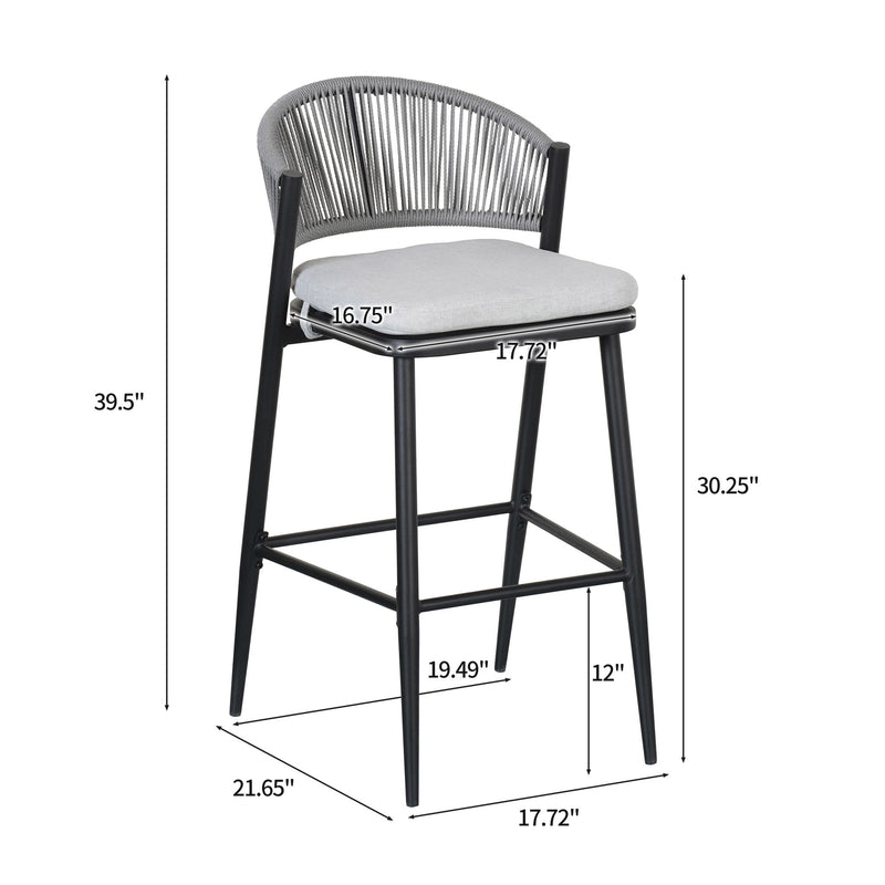 Outdoor Bar Height Metal Frame Counter Stools With Scallop Shaped Backrest & Water Resistant Cushions - R&R Furniture Gallery (Fountain Valley, CA)