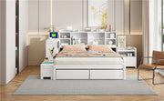 Platform Bed With Multi Functional Storage Space, Nightstand, 2 Drawers, USB Ports And Desk - R&R Furniture Gallery (Fountain Valley, CA)