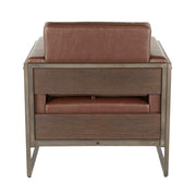 Lumi Source Drift industrial lounge arm chair in espresso with sleek metal frame and cushioned seat for modern comfort
