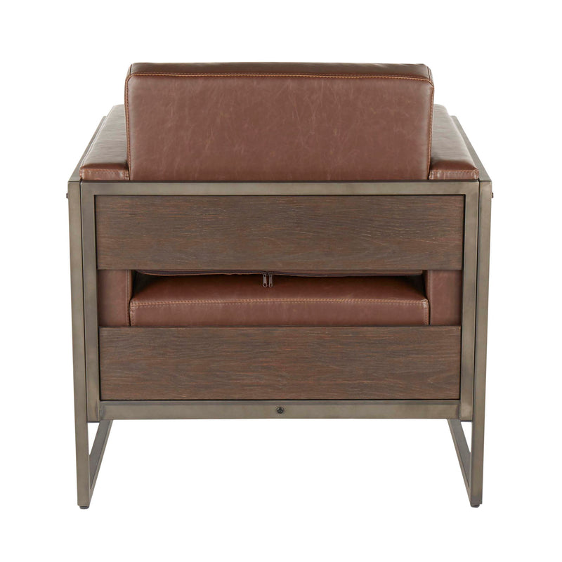 Lumi Source Drift industrial lounge arm chair in espresso with sleek metal frame and cushioned seat for modern comfort