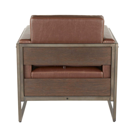 Lumi Source Drift industrial lounge arm chair in espresso with sleek metal frame and cushioned seat for modern comfort