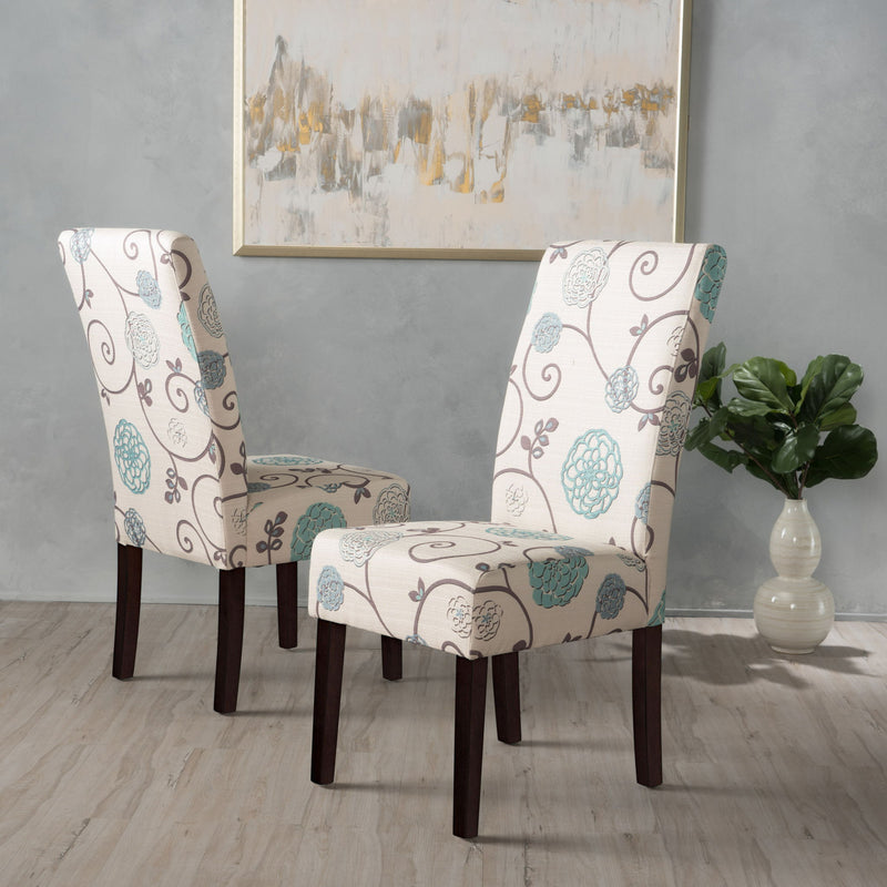 Contemporary Dining Chair Set With Rubberwood Legs - White / Blue - R&R Furniture Gallery (Fountain Valley, CA)