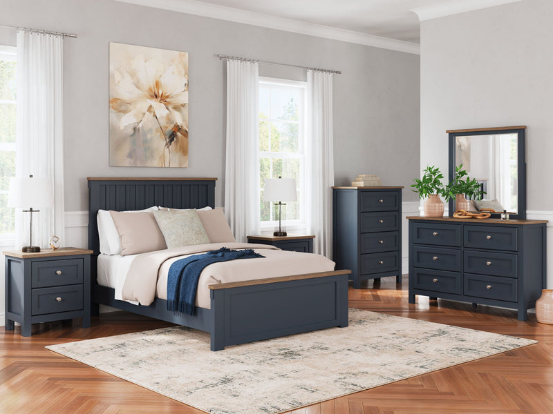 Landocken - Two Drawer Night Stand - Brown / Blue - R&R Furniture Gallery (Fountain Valley, CA)