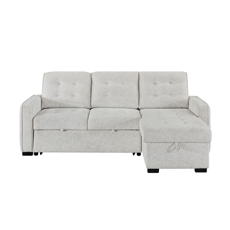 Gustavo - Sofa, Pull Out Bed, Storage Chaise, USB And Cup Holders - Beige - R&R Furniture Gallery (Fountain Valley, CA)