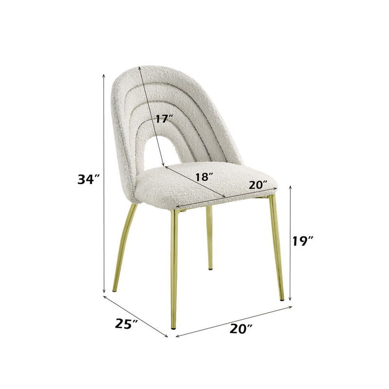 Fadri - Side Chair (Set of 2) - Teddy Sherpa & Mirrored Gold - R&R Furniture Gallery (Fountain Valley, CA)