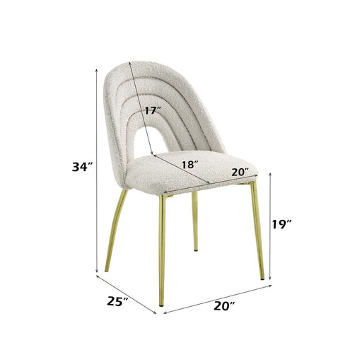 Fadri - Side Chair (Set of 2) - Teddy Sherpa & Mirrored Gold - R&R Furniture Gallery (Fountain Valley, CA)