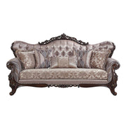 Benbek - Sofa With 5 Pillows - Fabric & Antique Oak - R&R Furniture Gallery (Fountain Valley, CA)