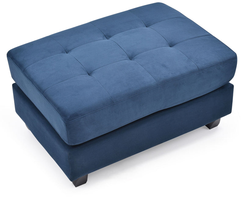 Contemporary upholstered ottoman by Glory Furniture with plush fabric and sleek design, perfect as a stylish living room accent piece.