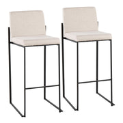 Lumi Source Fuji high back barstool from contemporary stool set with elegant design, featuring wooden legs and cushioned seat.