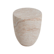 Beige lightweight concrete side table with travertine surface, suitable for outdoor or indoor use, by Noble House.