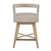Design Swivel Counter Stool With Low Back Support Polyester And Solid Wood - Cream - R&R Furniture Gallery (Fountain Valley, CA)