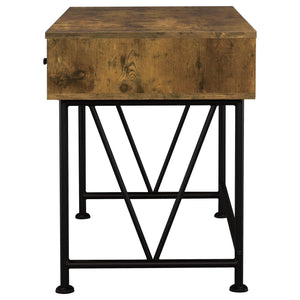 Avon - 2 Piece Computer Desk And Bookcase With 3 Drawers - Rustic Brown
