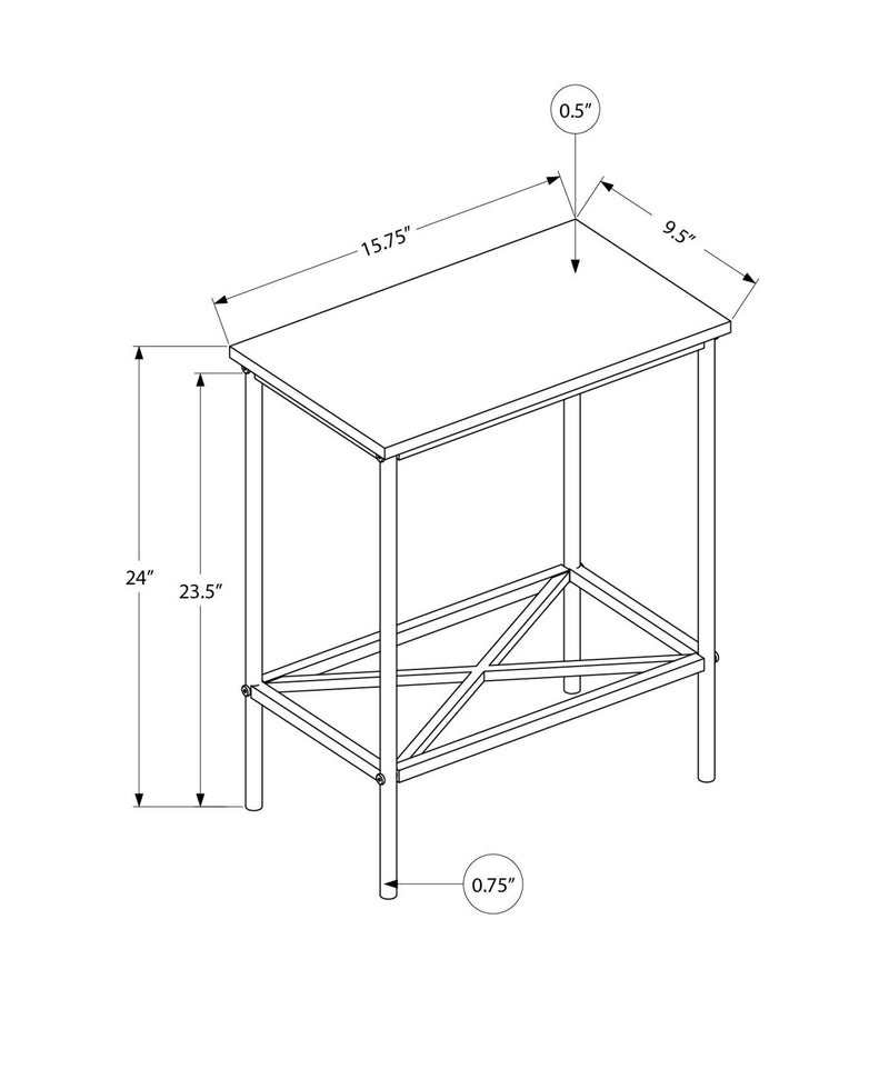 Accent Side Table, Narrow, Small, 2 Tier, Contemporary & Modern - R&R Furniture Gallery (Fountain Valley, CA)