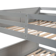 DreamHaus bunk bed with twin size trundle featuring sturdy wooden frame and ladder, ideal for space-saving bedroom furniture