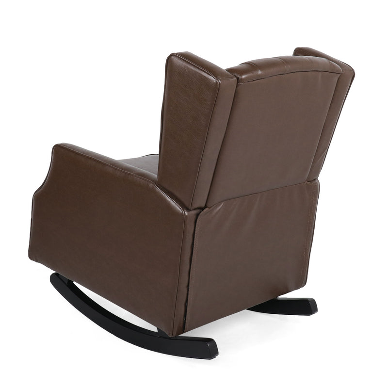 Amedou - Contemporary Tufted Wingback Rocking Chair - Dark Brown - R&R Furniture Gallery (Fountain Valley, CA)