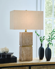 Beige Poly Table Lamp by Signature Design Ashley, featuring a modern design and a sleek table lamp base.