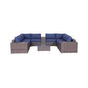 Modern Patio Rattan Sectional Set With Cushions - R&R Furniture Gallery (Fountain Valley, CA)