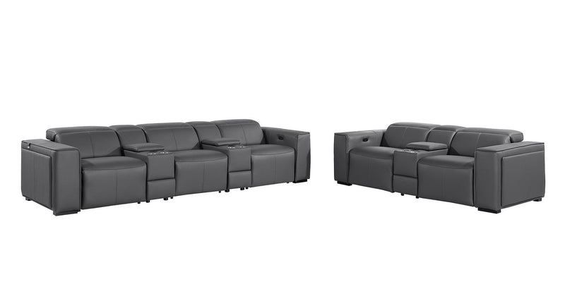 1224 - 8-Piece Modular Power Reclining Sofa & Loveseat Set In With 5 Power Recliners & Power Headrests