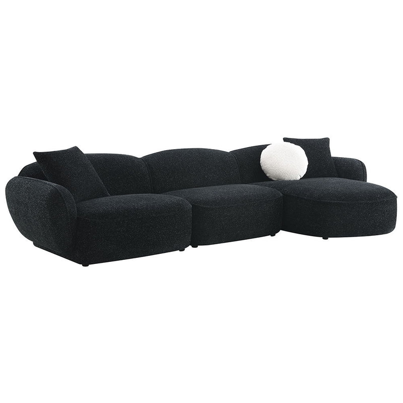 Lucifer - Sectional Sofa With 3 Pillows - Black Shimmer Chenille - R&R Furniture Gallery (Fountain Valley, CA)