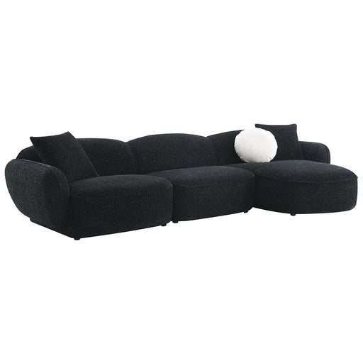 Lucifer - Sectional Sofa With 3 Pillows - Black Shimmer Chenille - R&R Furniture Gallery (Fountain Valley, CA)