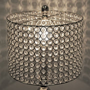 Lumi Source Ashland contemporary table lamp set with round clear crystal beads and polished nickel base, modern home lighting.