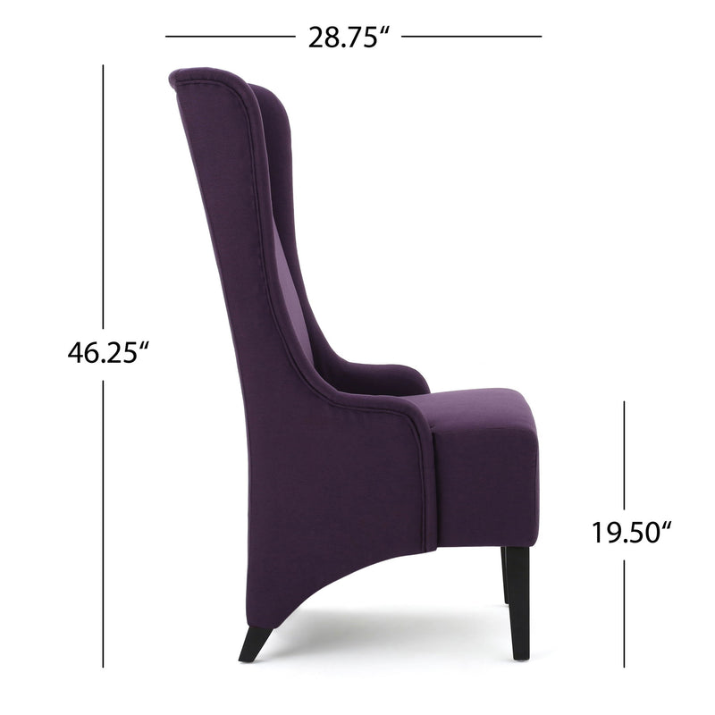 Fabric Dining Chair With High Back And Birch Wood Legs - Plum - R&R Furniture Gallery (Fountain Valley, CA)