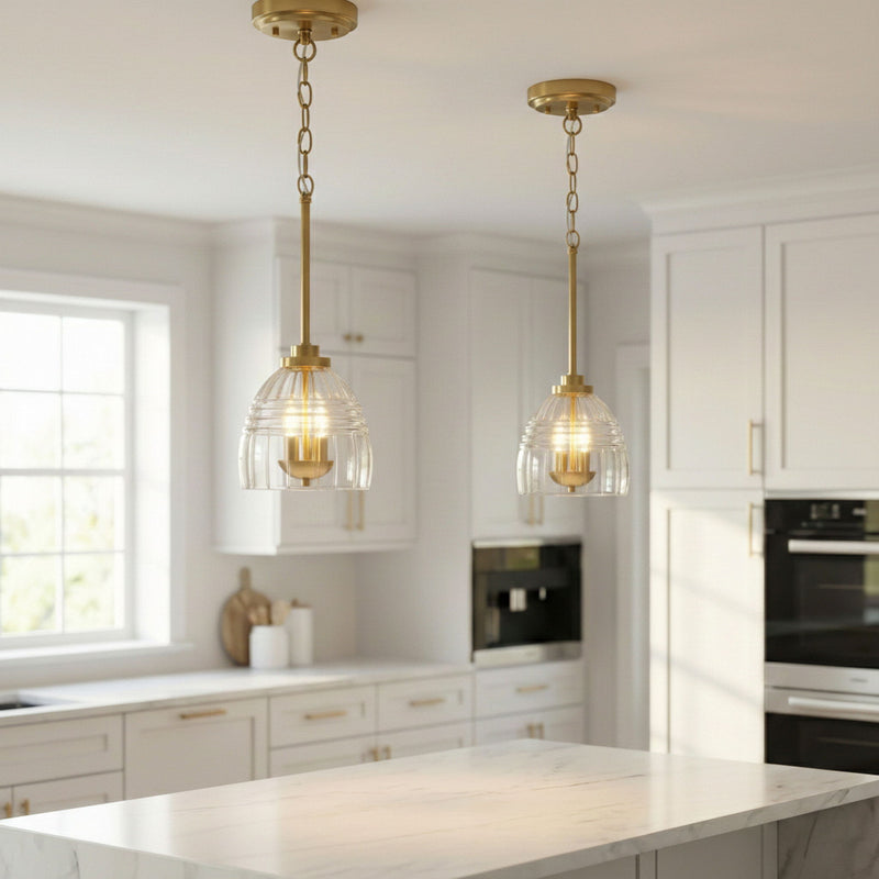 Ember - 3 Candle Lights Chain Pendant - Clear / Gold - R&R Furniture Gallery (Fountain Valley, CA)