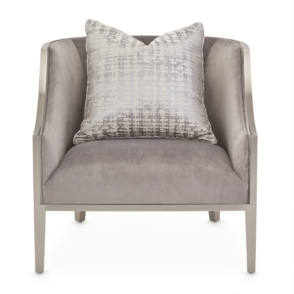 Roxbury Park - Velvet Accent Chair - Gray Pearl / Stainless Steel