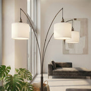 Royal - 3 Arm Arc Floor Lamp, Oil Rubbed Bonze With Linen Shade, 4 Way Rotary Switch - Oil-Rubbed Bronze - R&R Furniture Gallery (Fountain Valley, CA)