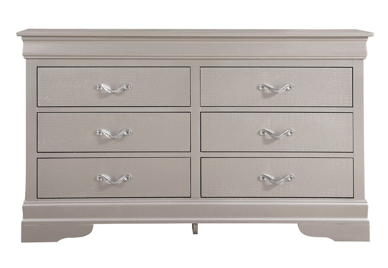 Glory Furniture Lorana dresser with multiple drawers, sleek wood finish, and modern design for sophisticated bedroom storage.