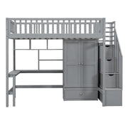 Loft Bed With Bookshelf, Drawers, Desk, And Wardrobe - R&R Furniture Gallery (Fountain Valley, CA)