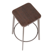 Set of two Lumi Source Clara industrial square barstools in espresso finish, featuring metal frames and cushioned seats.