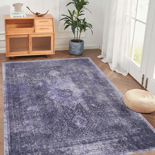 Maval - 3' X 5' Washable Area Rug - Anthracite - R&R Furniture Gallery (Fountain Valley, CA)