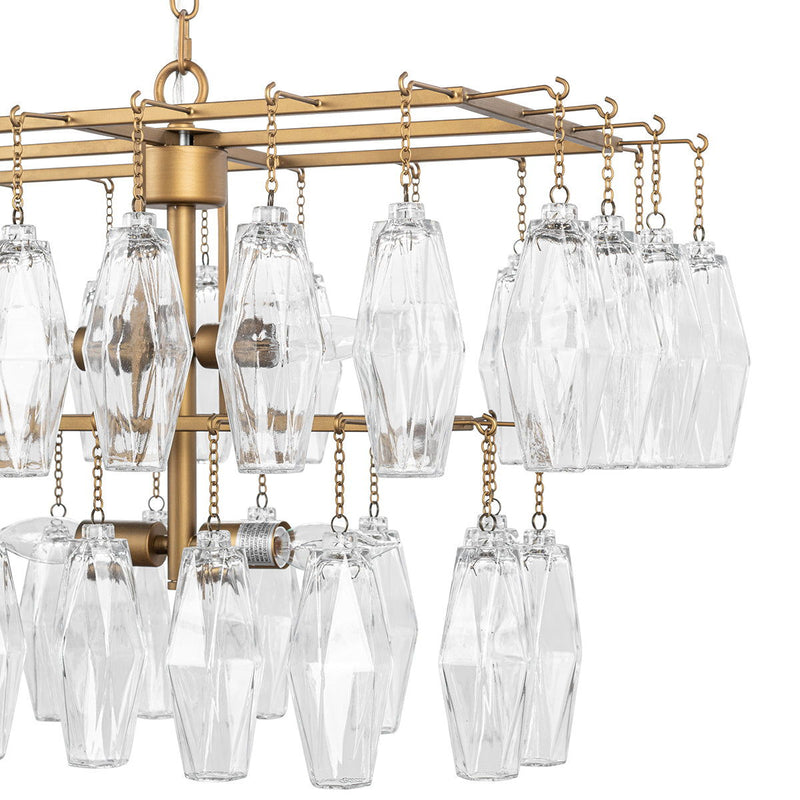 Tressia - Glass Round Chandelier - Brass - R&R Furniture Gallery (Fountain Valley, CA)