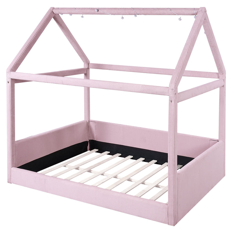 Upholstered House Style Daybed With LED Light Strips