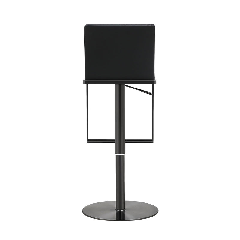 Adjustable height Amalfi black steel barstool by TOV Furniture with a sleek modern design and comfortable seat.