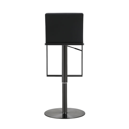 Adjustable height Amalfi black steel barstool by TOV Furniture with a sleek modern design and comfortable seat.