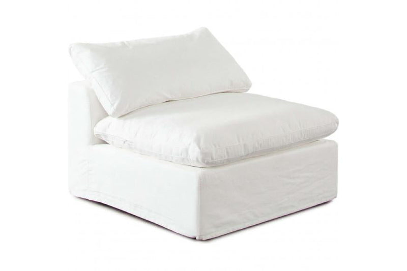 Willow Armless Chair in White Linen Fabric