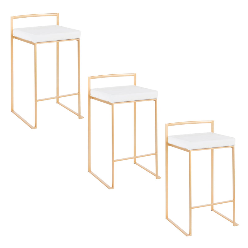 Set of two Lumi Source Fuji contemporary glam design counter stools with sleek seats and modern metal legs.