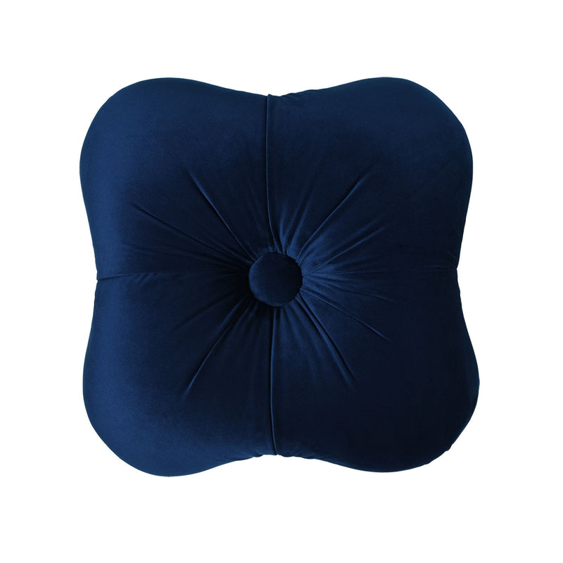 Ellen - Upholstered Clover Ottoman With Gold Bullion Fringe - Navy Blue - R&R Furniture Gallery (Fountain Valley, CA)