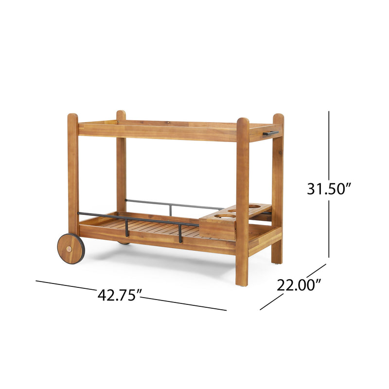 Bar Cart With Wine Bottle Holders, - Black - R&R Furniture Gallery (Fountain Valley, CA)