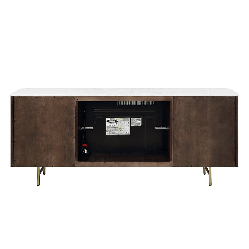 Clayten - Server With Marble Top & Fireplace - White & Espresso - R&R Furniture Gallery (Fountain Valley, CA)