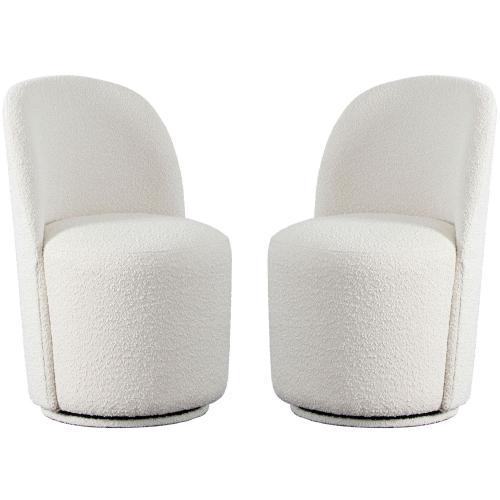 Kendall 2-Pack Dining/Accent Swivel Chair in Ivory Boucle Fabric